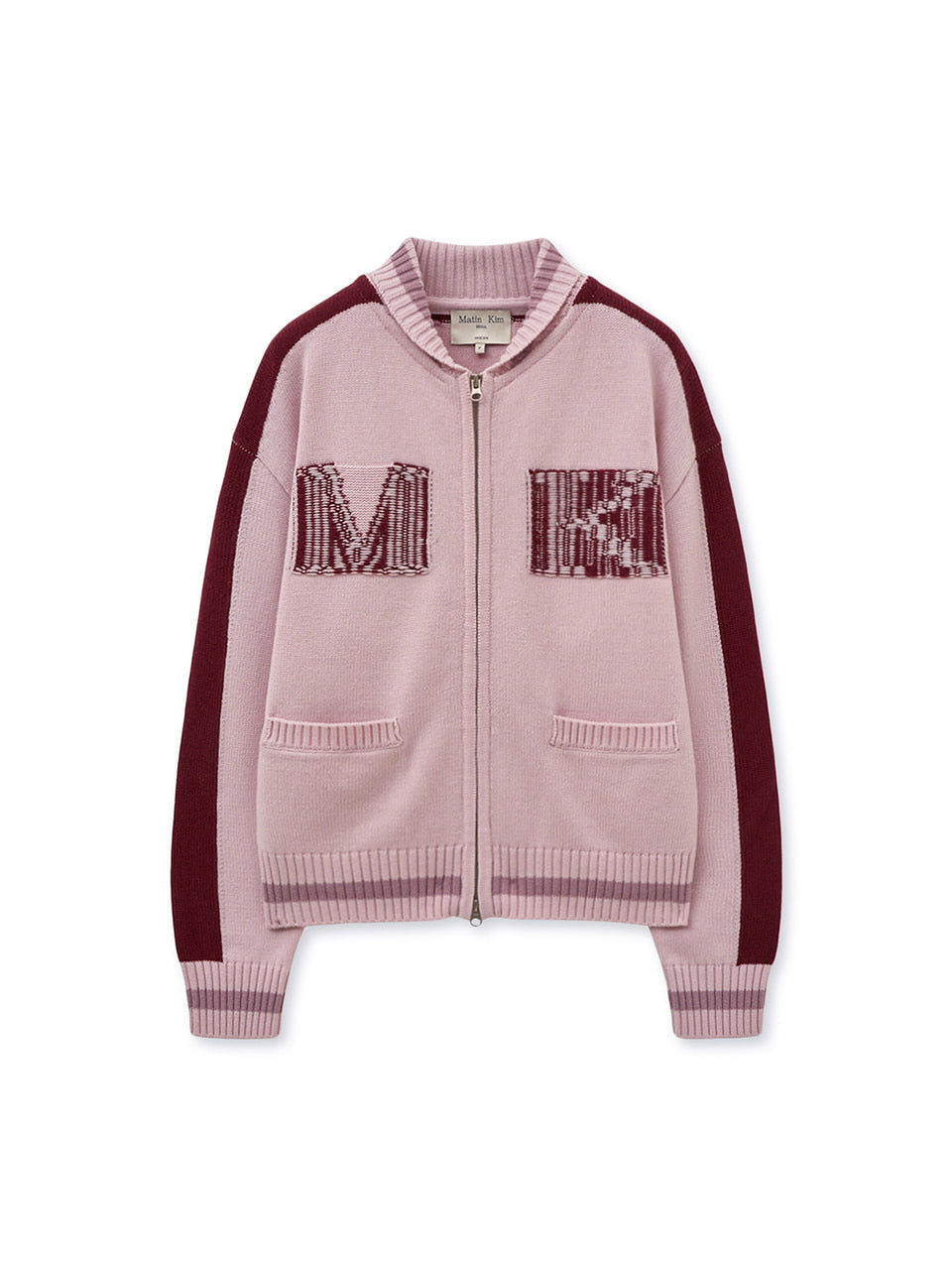 matinkim MATIN KIM INITIAL KNIT ZIP UP FOR WOMEN IN PINK