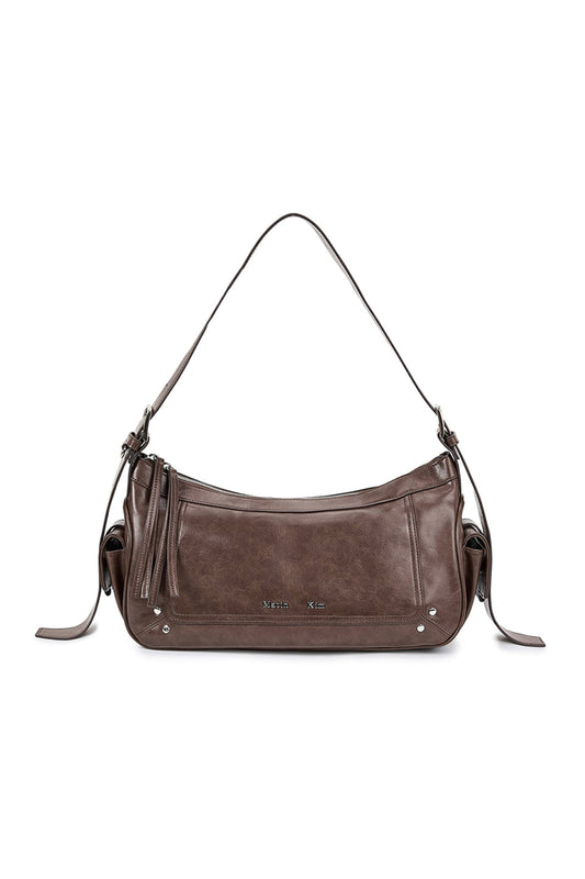matinkim RIVET POINT QUAD SHOULDER BAG IN BROWN