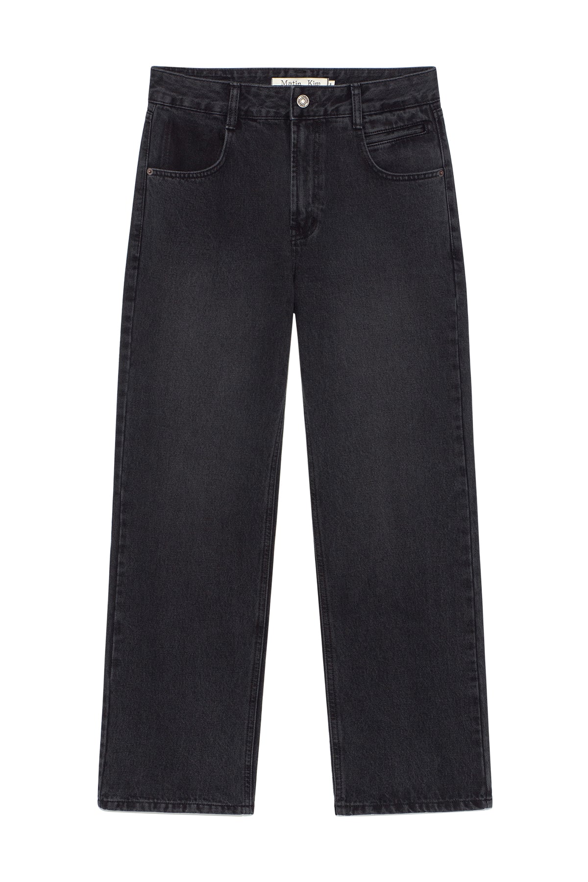 matinkim POCKET WASHED POINT DENIM PANTS IN BLACK