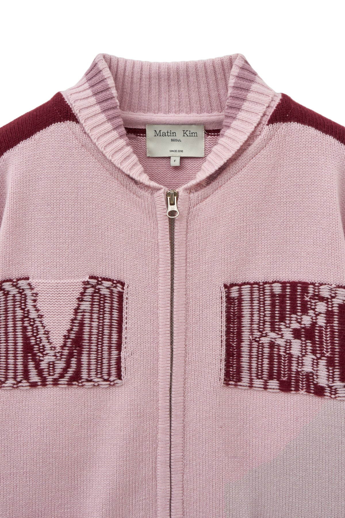 matinkim MATIN KIM INITIAL KNIT ZIP UP FOR WOMEN IN PINK