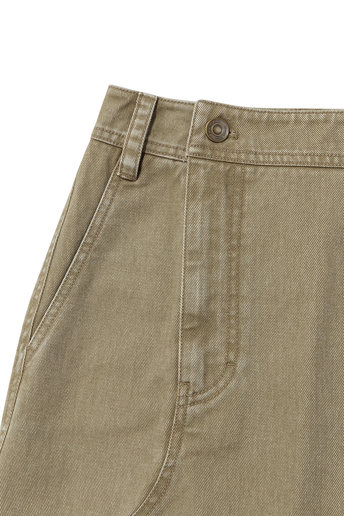 matinkim SIDE POCKET POINT MIDI SKIRT IN LIGHT KHAKI