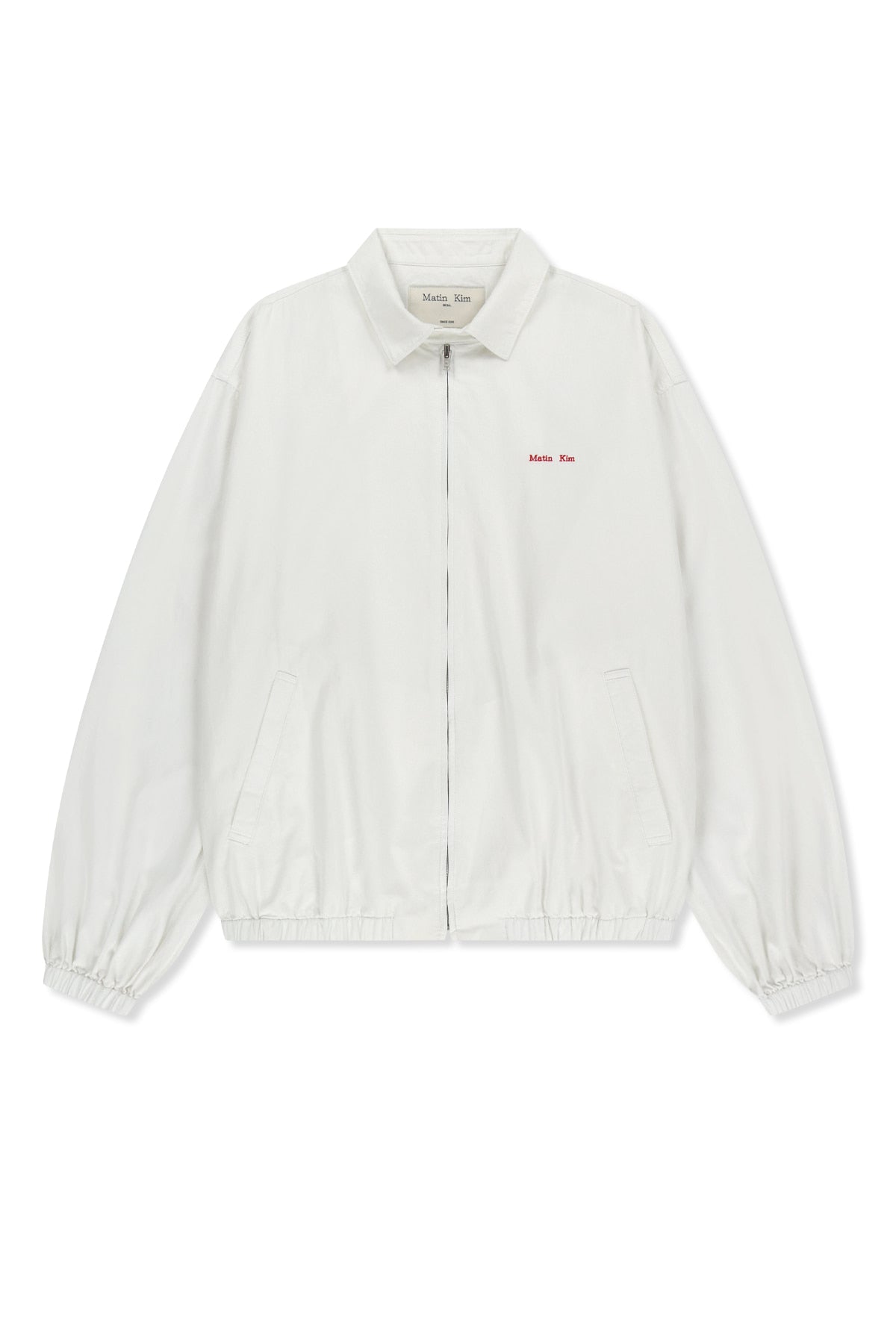 matinkim SMALL LOGO COTTON ZIP UP JUMPER IN WHITE
