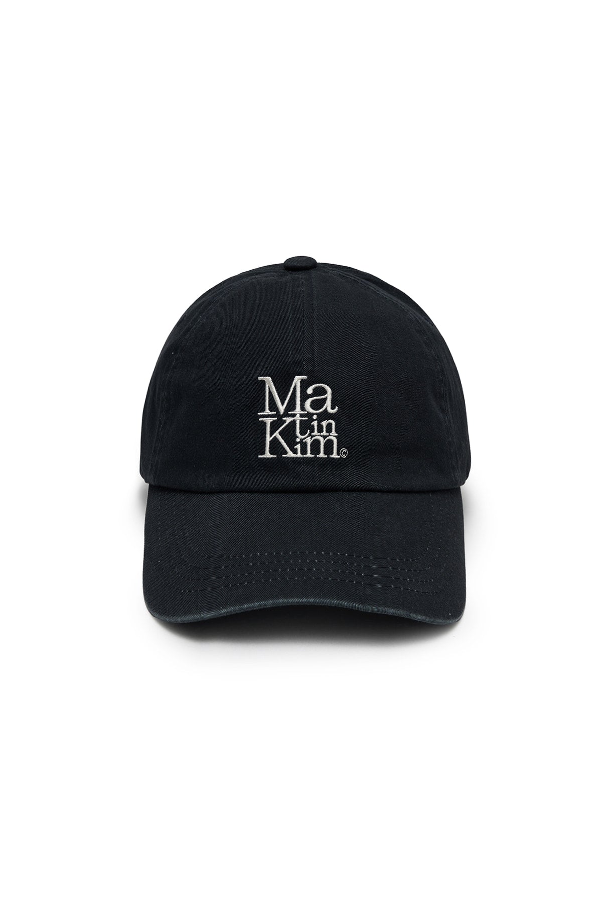 matinkim MATIN BLOCK LOGO BALL CAP IN DARK NAVY