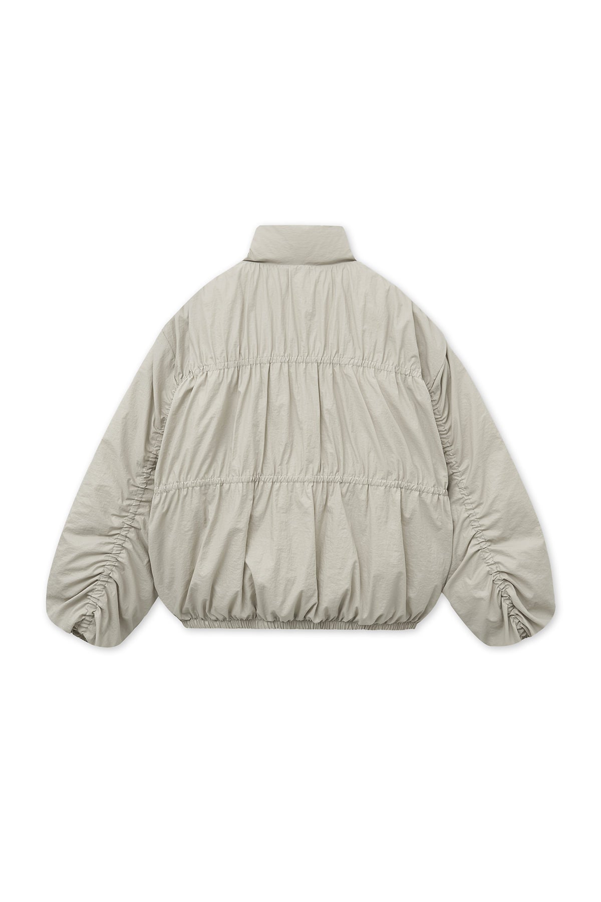 matinkim HIGH NECK SHIRRING DOWN JUMPER IN LIGHT BEIGE