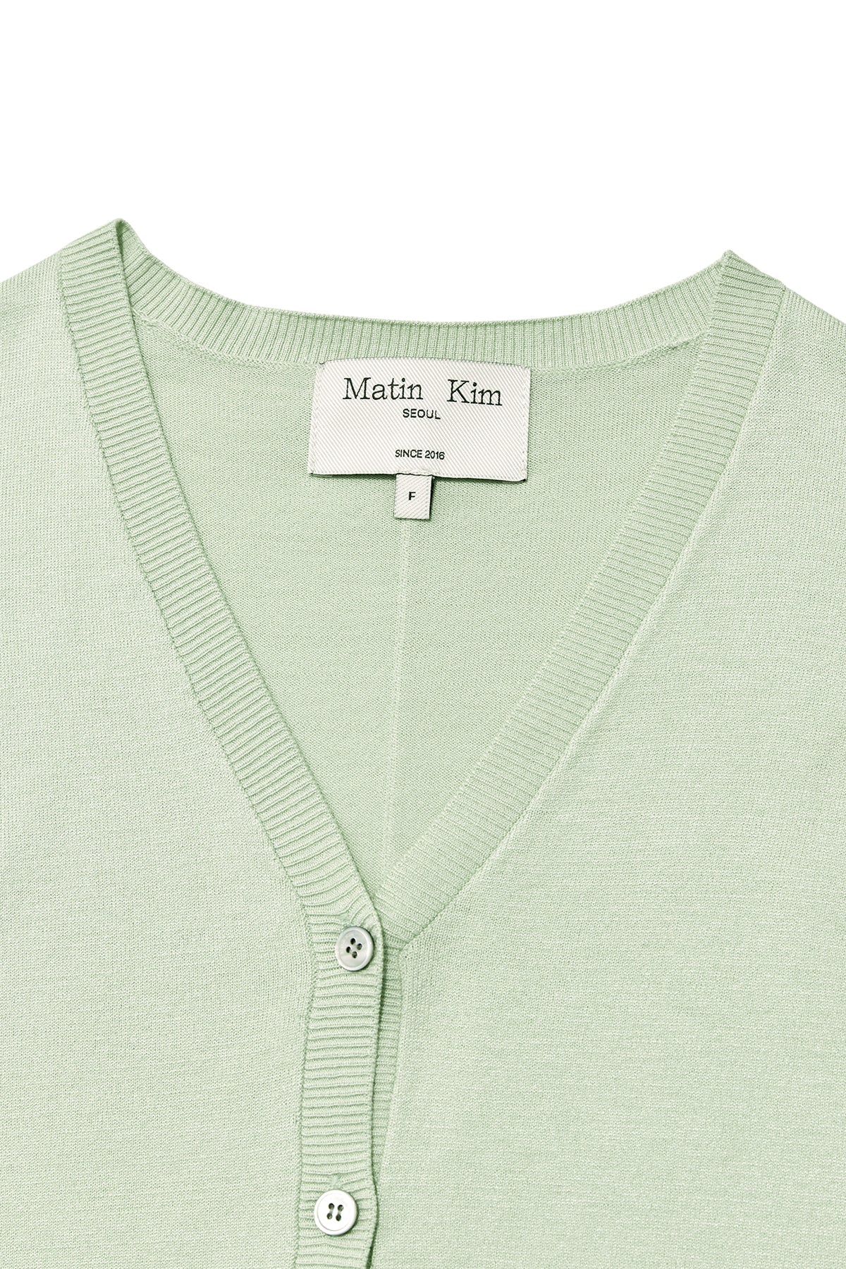 matinkim SLIT DETAIL BUTTON CARDIGAN IN MINT