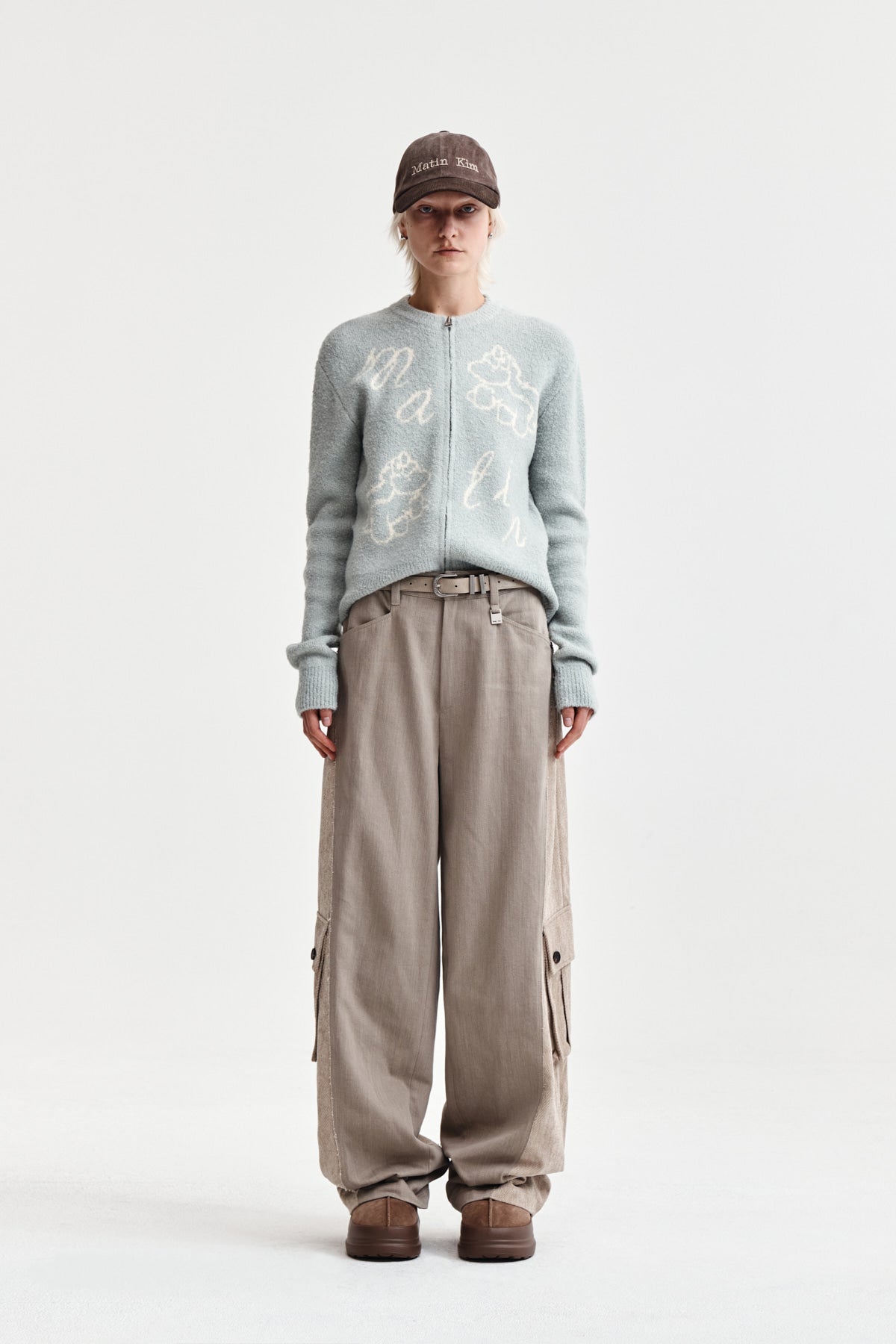 matinkim BIG POCKET TWO TONE WIDE PANTS IN BEIGE