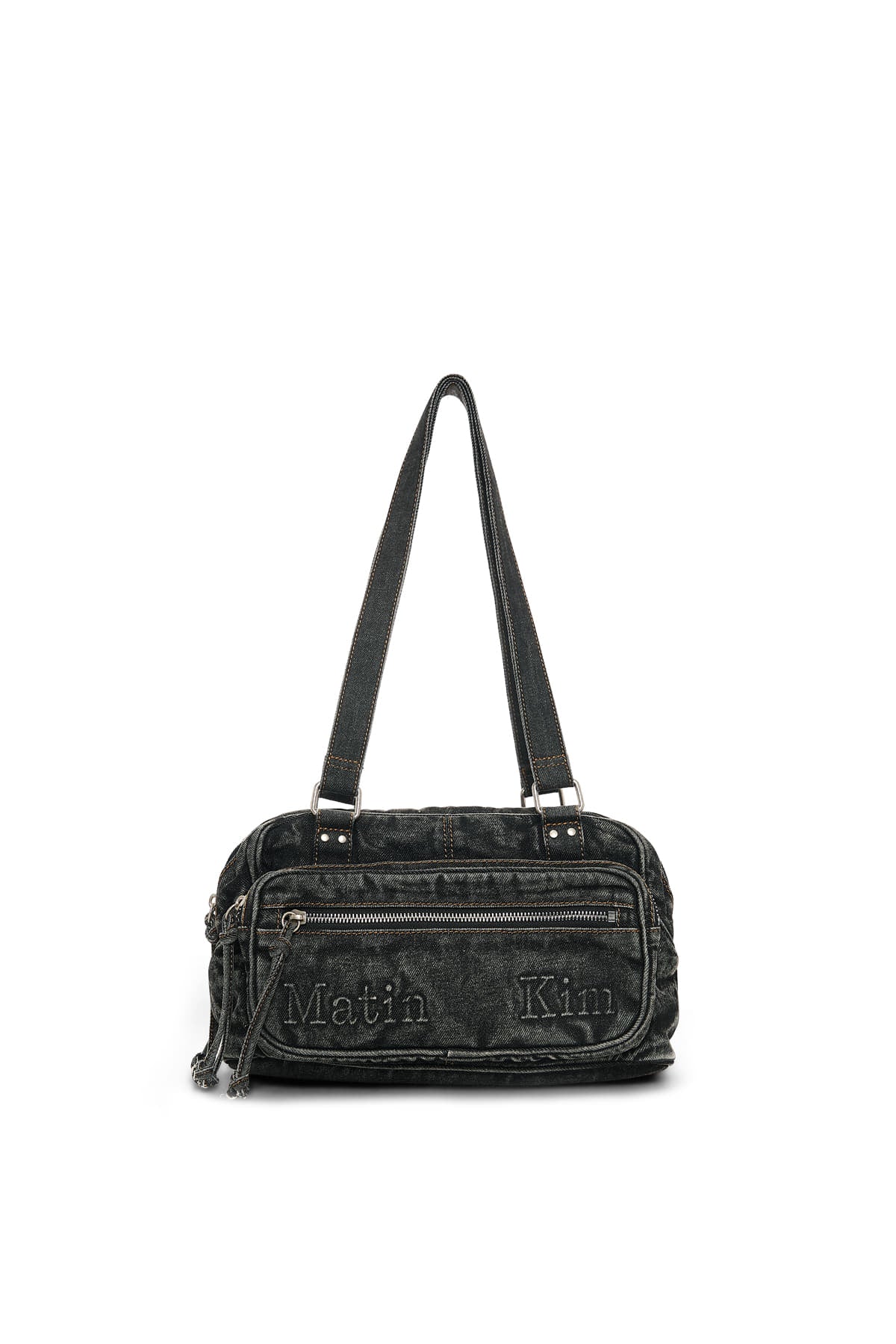 matinkim MATIN DUST DENIM ONE POCKET SHOULDER BAG IN BLACK