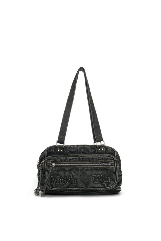 matinkim MATIN DUST DENIM ONE POCKET SHOULDER BAG IN BLACK