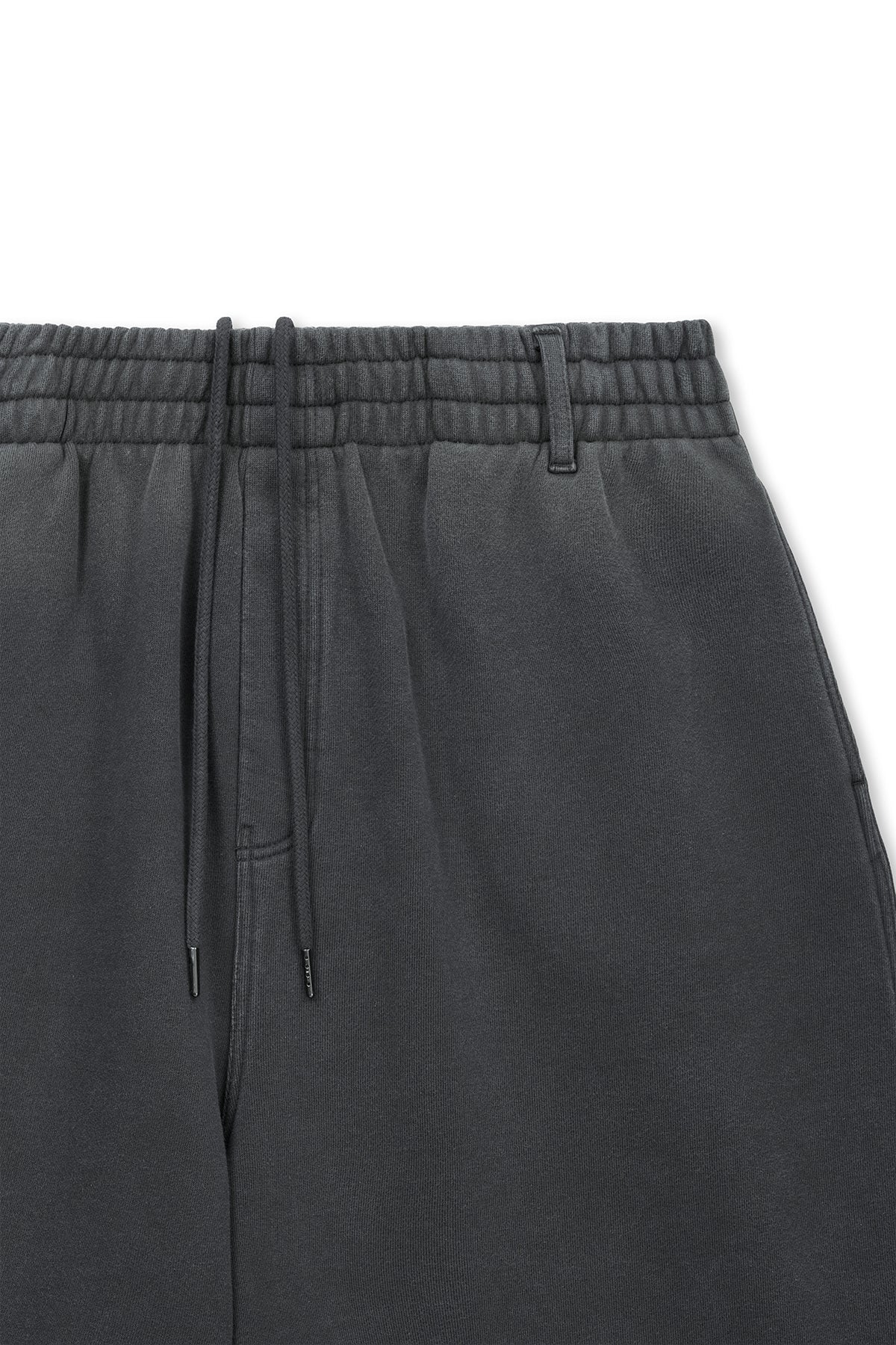 matinkim VINTAGE WASHED BACK LOGO BERMUDA SWEATPANTS IN CHARCOAL