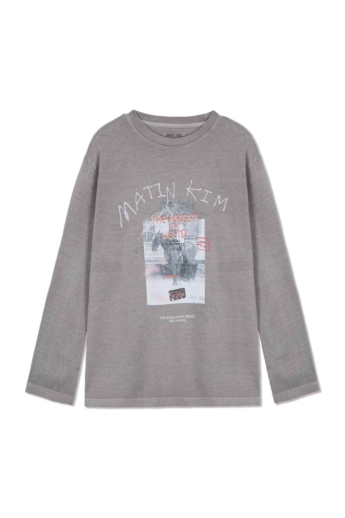 matinkim MATIN LNY 26 PIGMENT LONG SLEEVE TOP IN LIGHT GREY