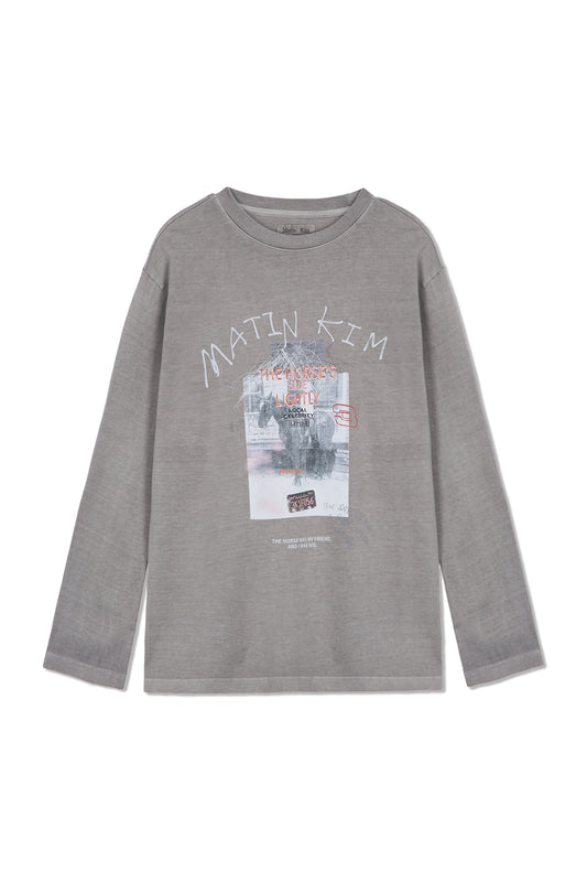 matinkim MATIN LNY 26 PIGMENT LONG SLEEVE TOP IN LIGHT GREY