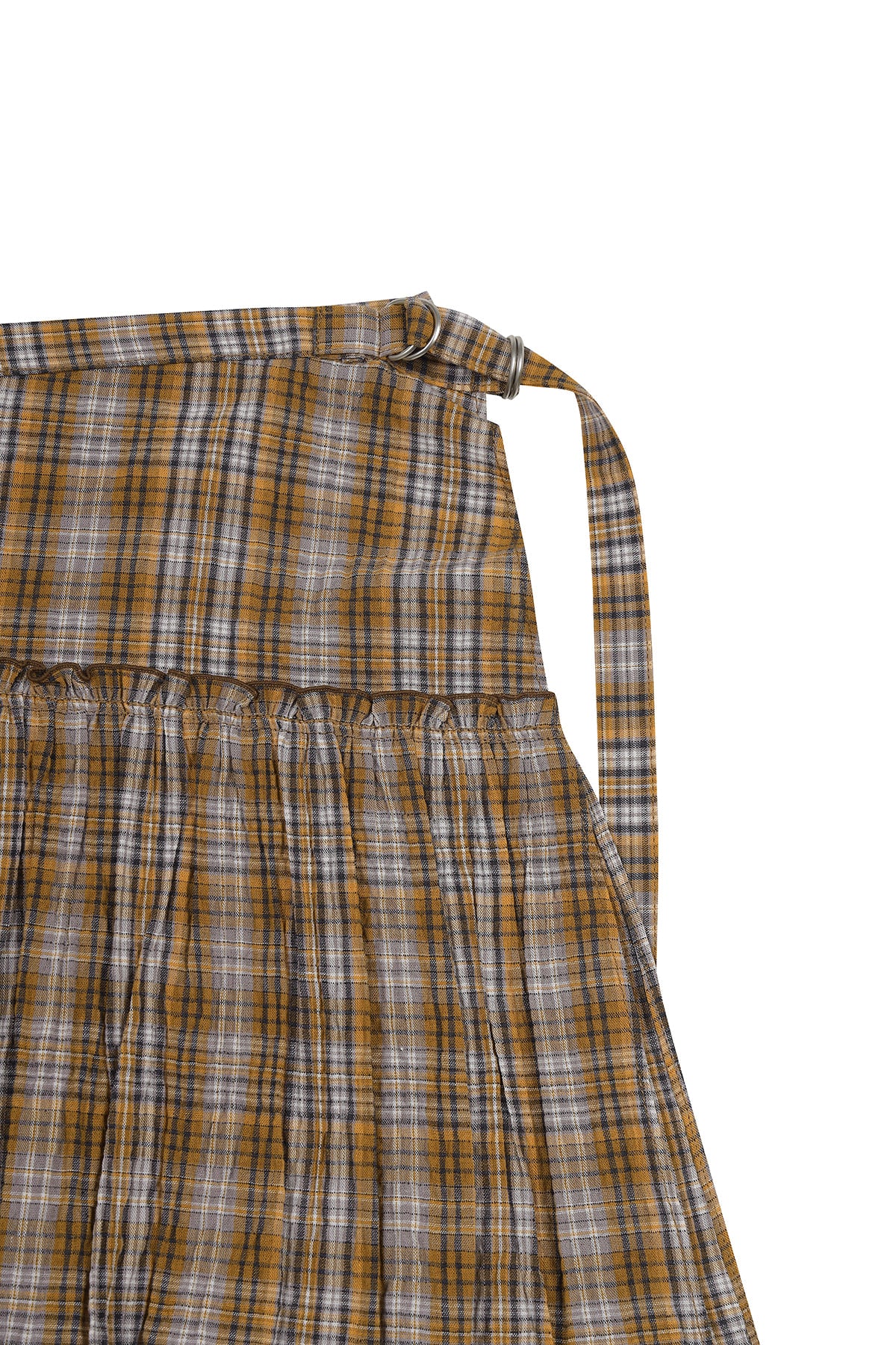 matinkim CHECK LAYERED SKIRT IN ORANGE