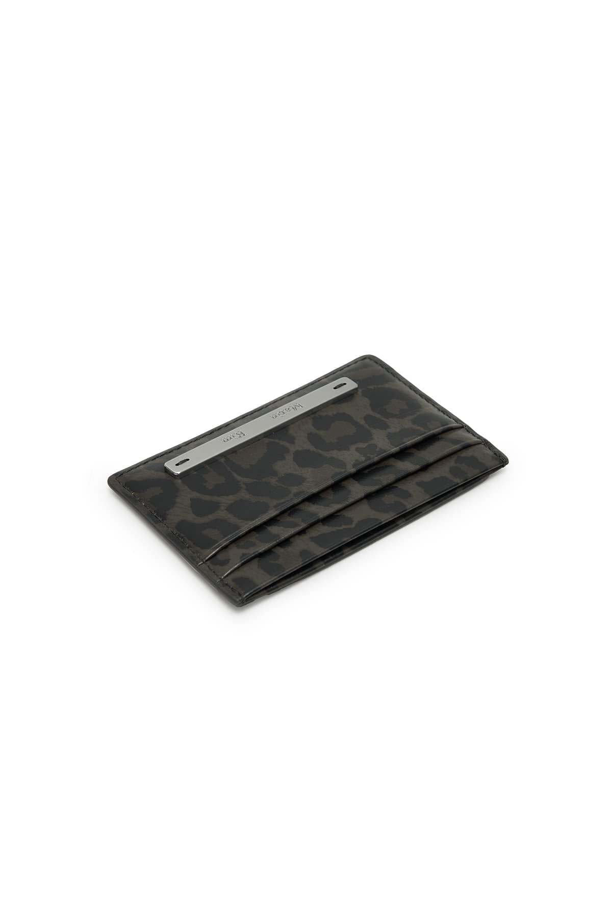 matinkim LEOPARD VINTAGE CARD WALLET IN CHARCOAL