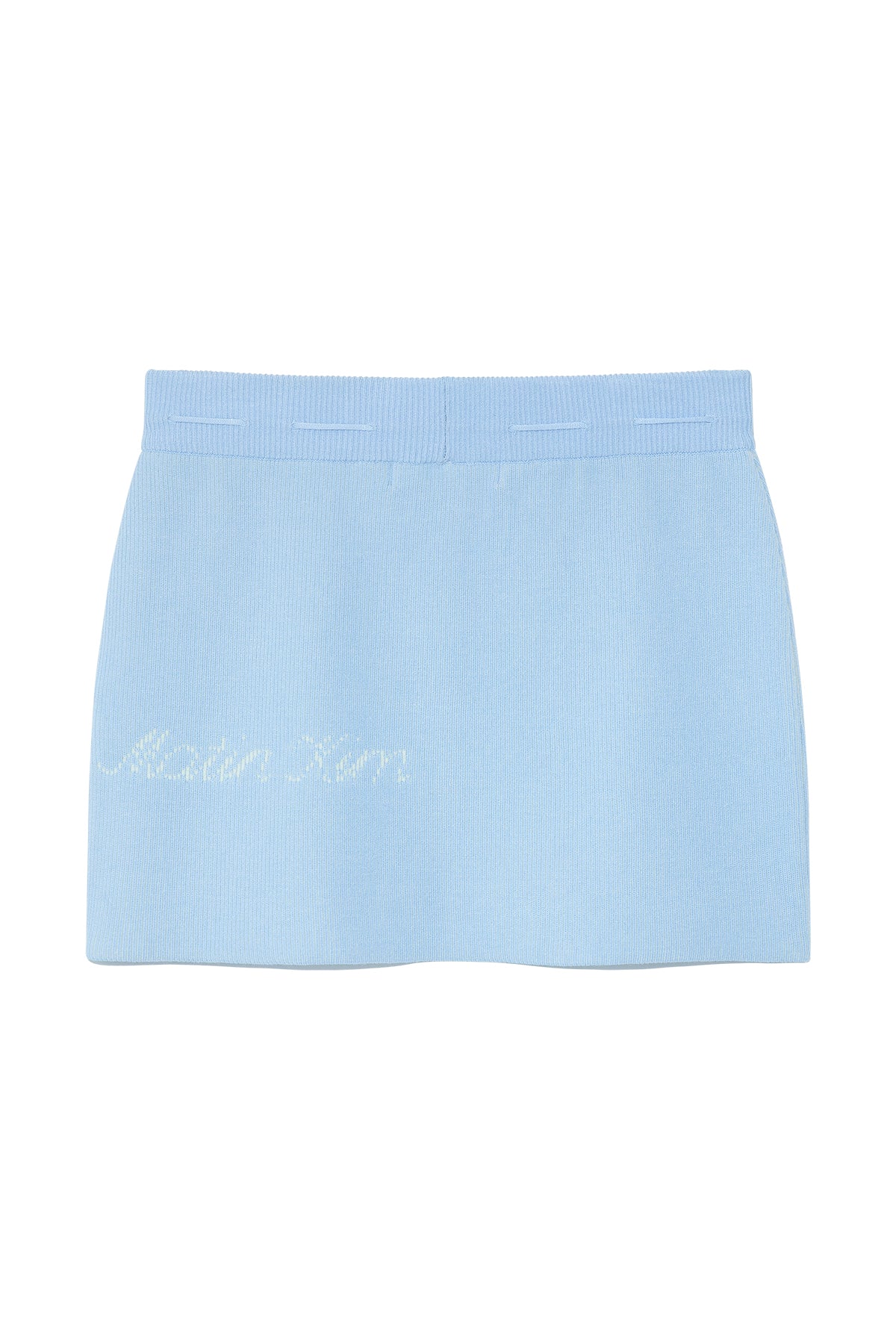 matinkim TWO TONE BANDING KNIT MINI SKIRT IN BLUE