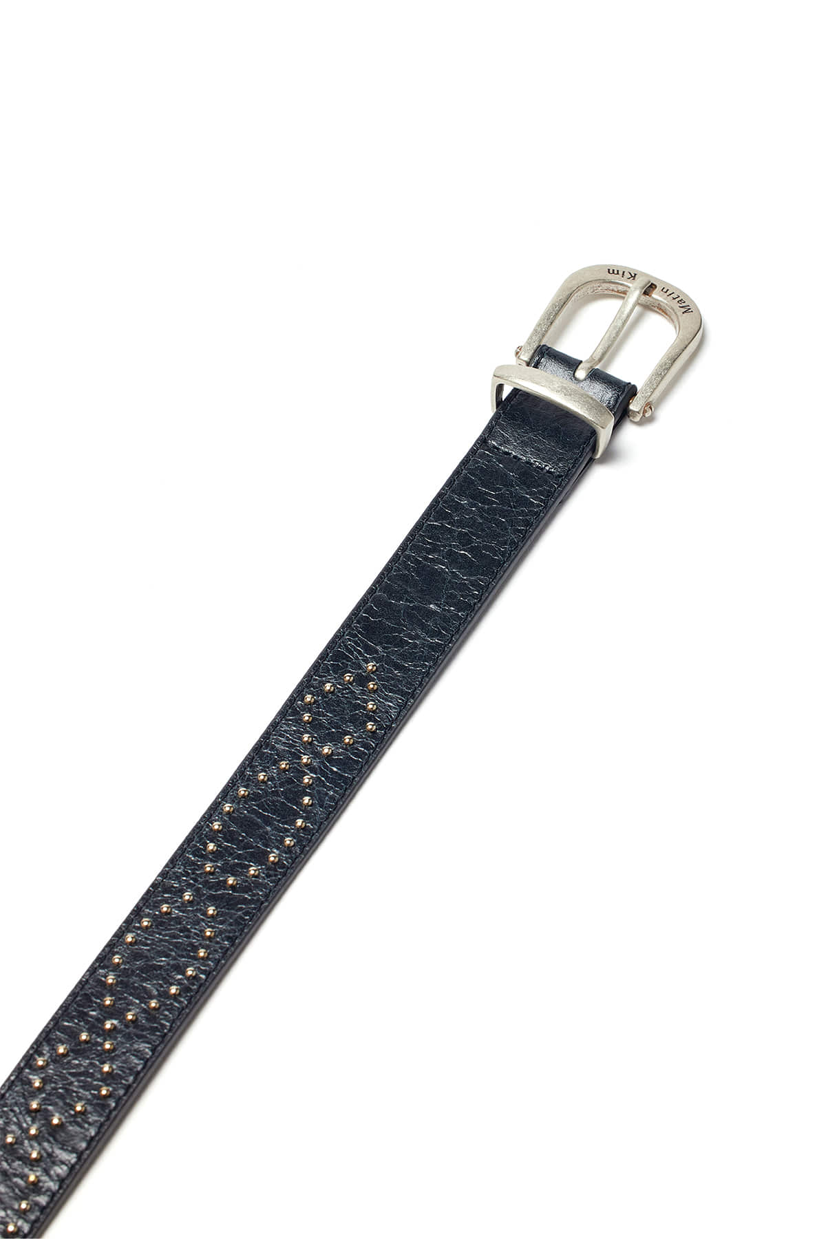 matinkim MATIN LOGO STUD LEATHER BELT IN BLACK