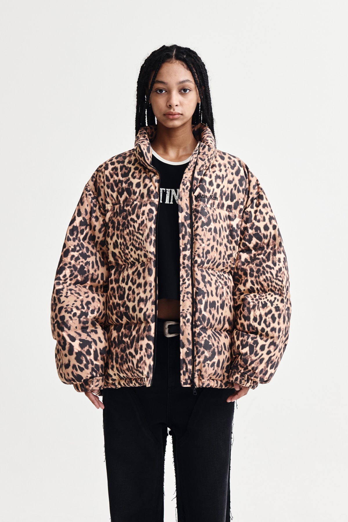 matinkim LEOPARD DOWN JUMPER IN MIX