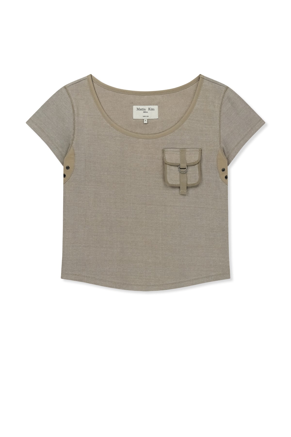 matinkim POCKET POINT SLIM FIT TOP IN BEIGE