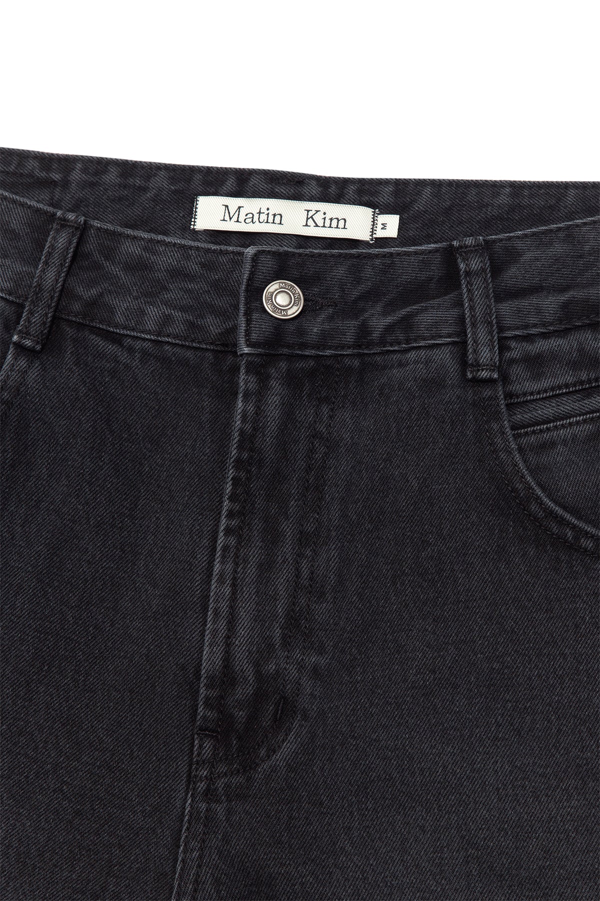 matinkim POCKET WASHED POINT DENIM PANTS IN BLACK