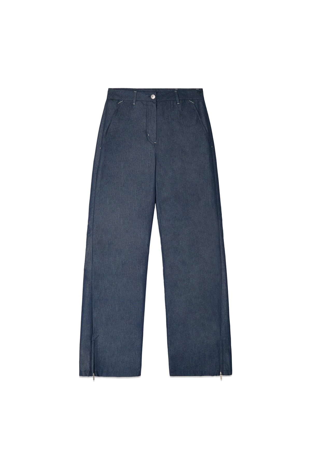 matinkim BACK TUCK DETAIL DENIM LIKE PANTS IN NAVY