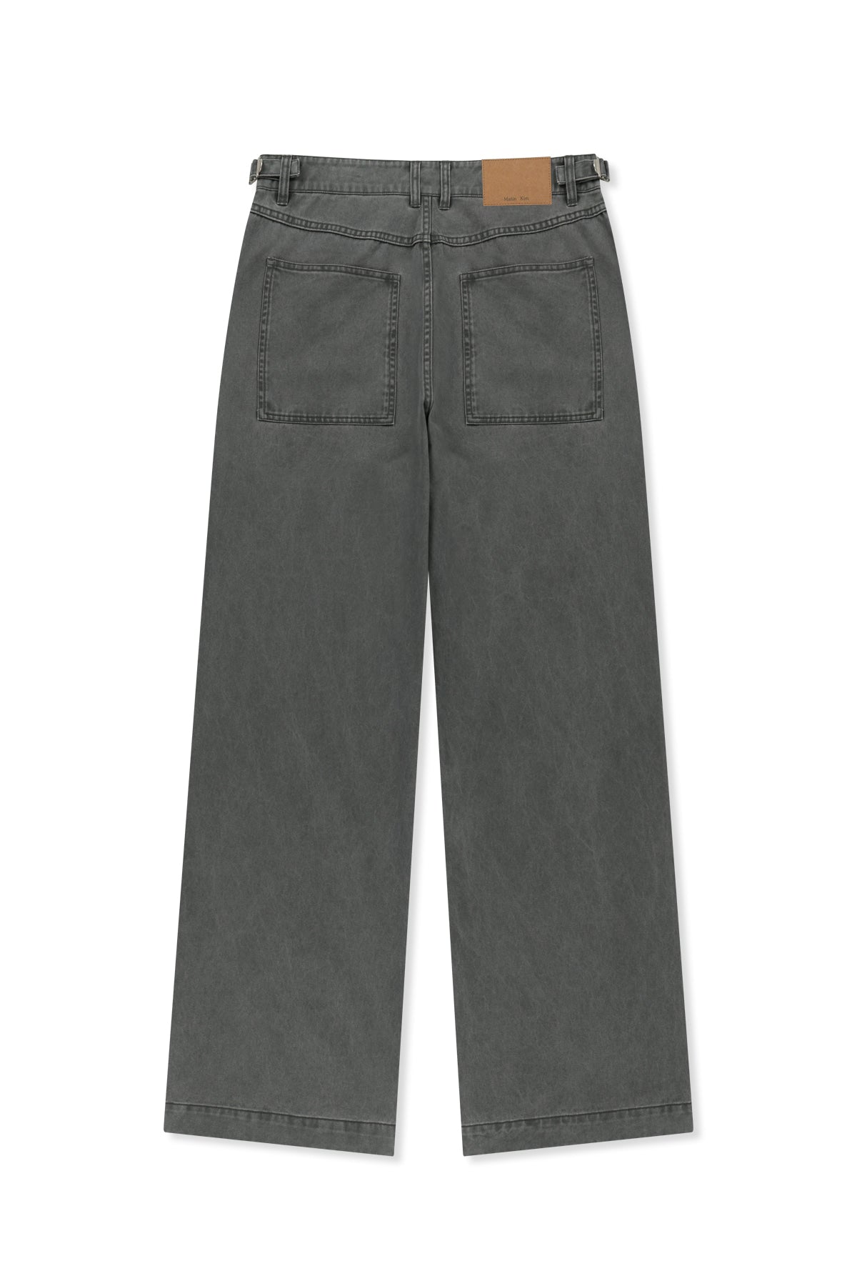 matinkim SIDE TAB WASHED COTTON PANTS IN CHARCOAL