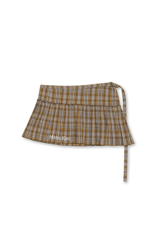 matinkim CHECK LAYERED SKIRT IN ORANGE