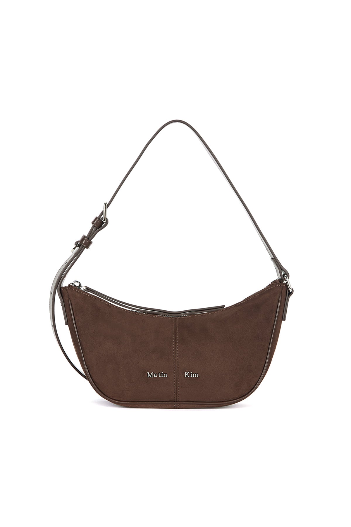 matinkim SUEDE MINI ARC HOBO BAG IN BROWN