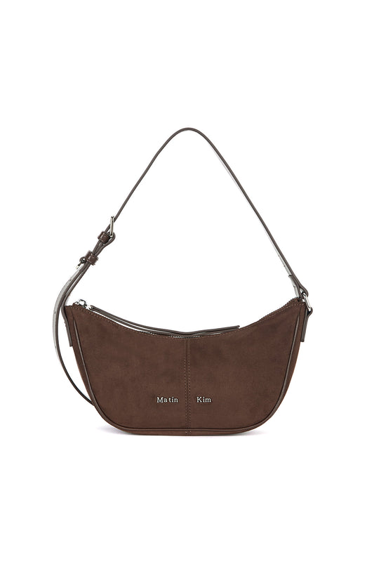 matinkim SUEDE MINI ARC HOBO BAG IN BROWN