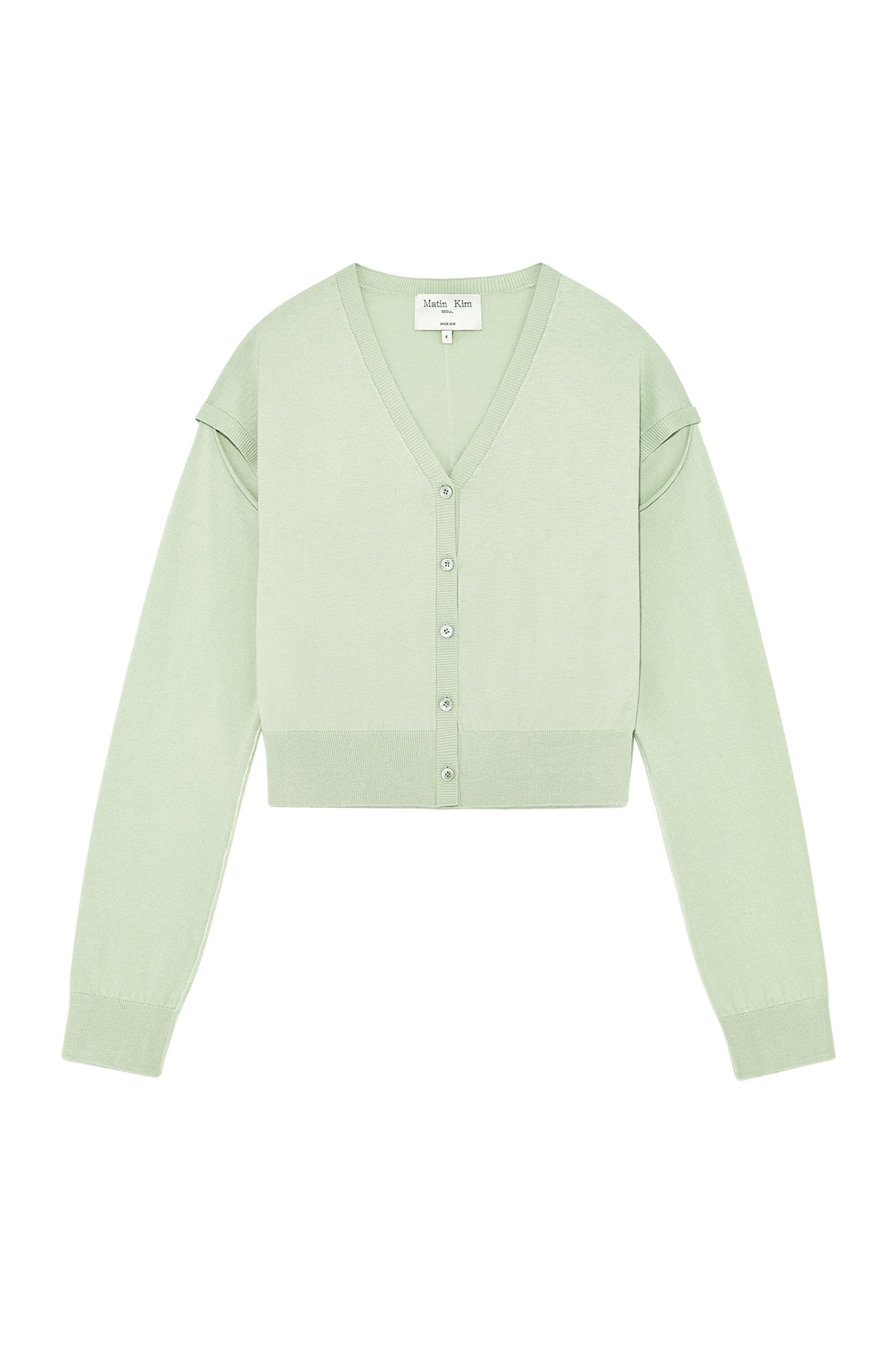 matinkim SLIT DETAIL BUTTON CARDIGAN IN MINT