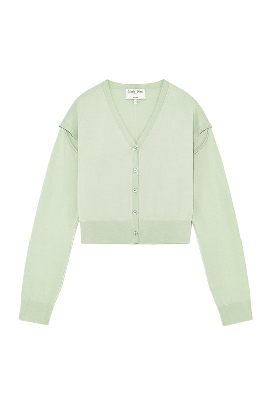 matinkim SLIT DETAIL BUTTON CARDIGAN IN MINT