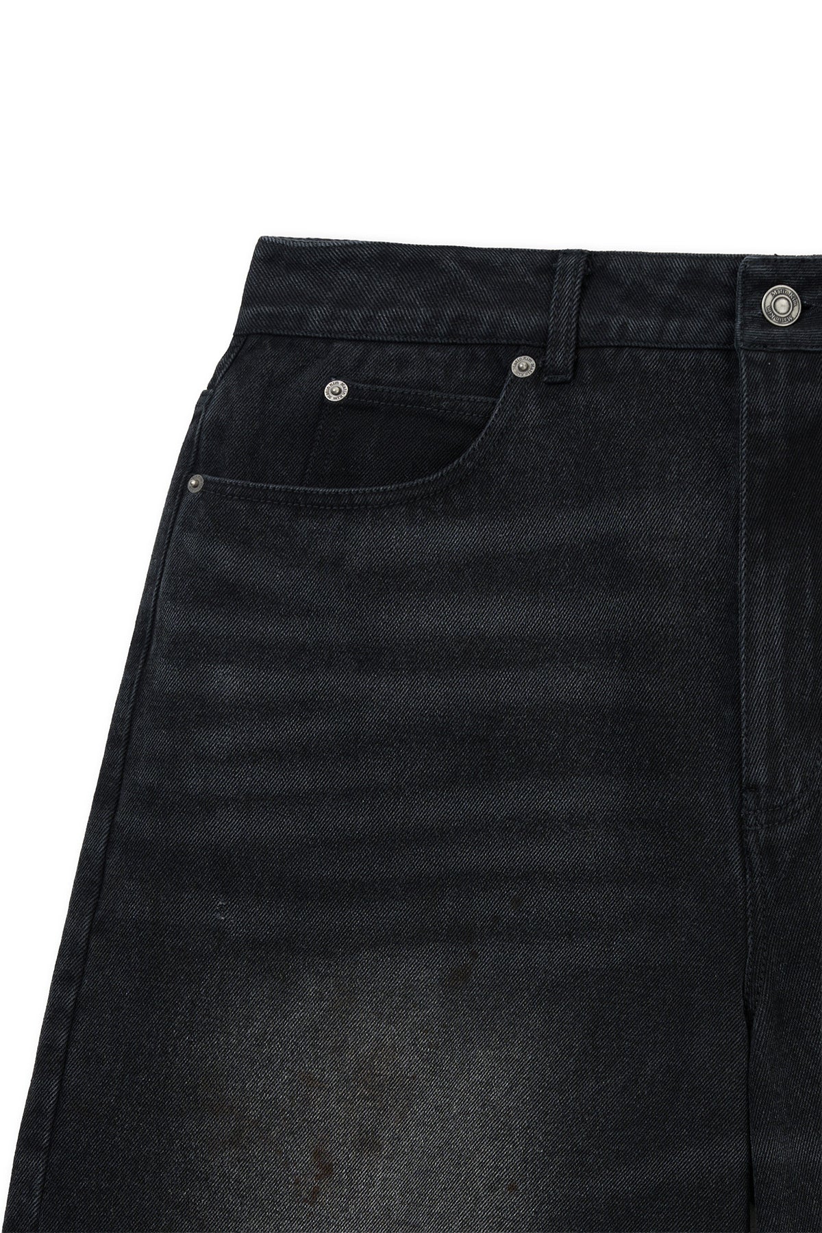 matinkim DESTROYED BERMUDA DENIM PANTS FOR MEN IN BLACK