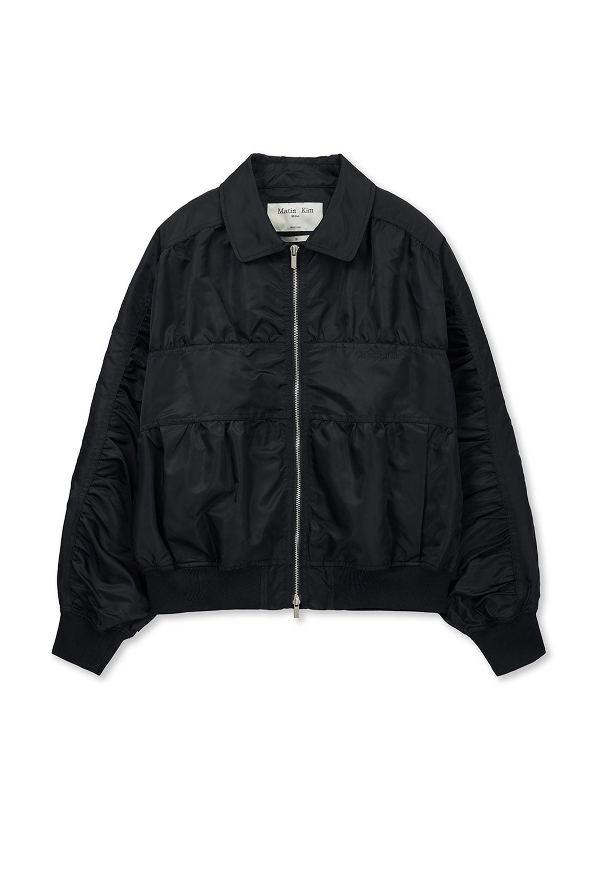 matinkim SMALL LOGO SHIRRING JUMPER IN BLACK