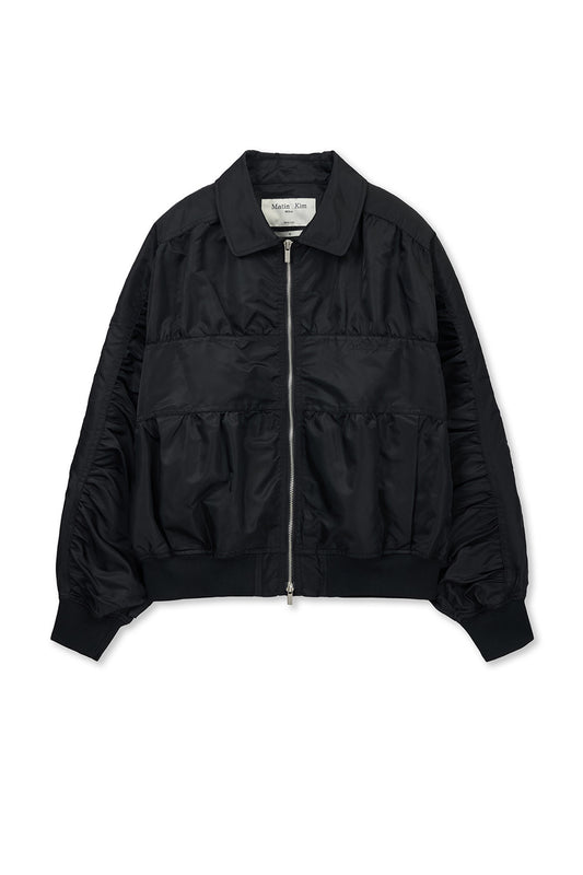 matinkim SMALL LOGO SHIRRING JUMPER IN BLACK