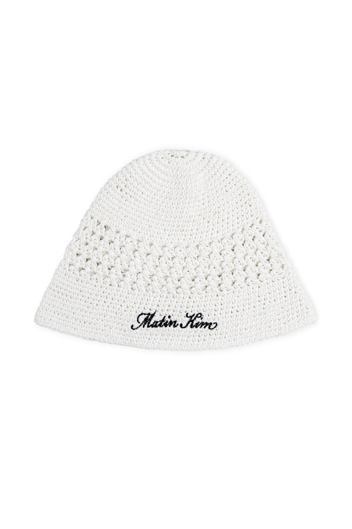 matinkim CROCHET COTTON BUCKET HAT IN WHITE