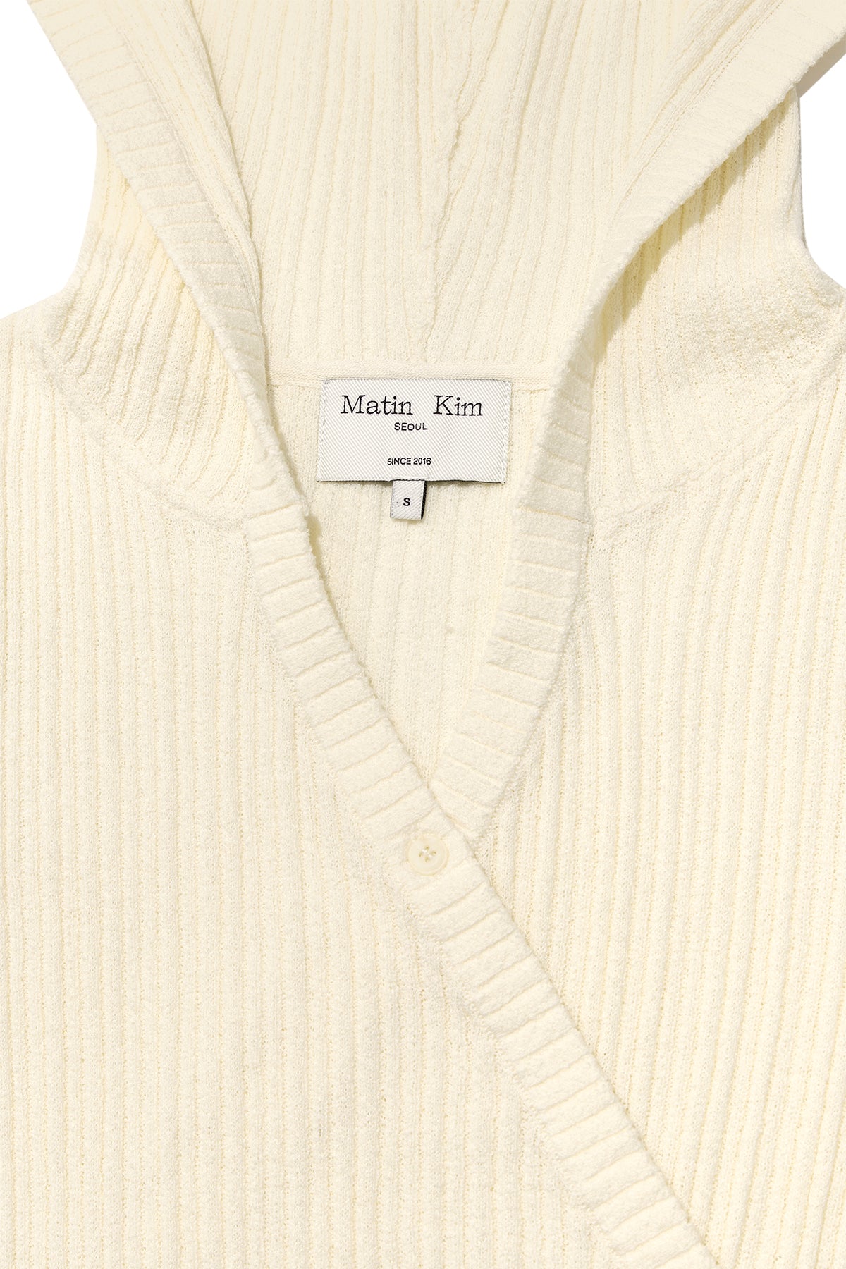 matinkim WRAP SLEEVELESS KNIT HOODY TOP IN IVORY