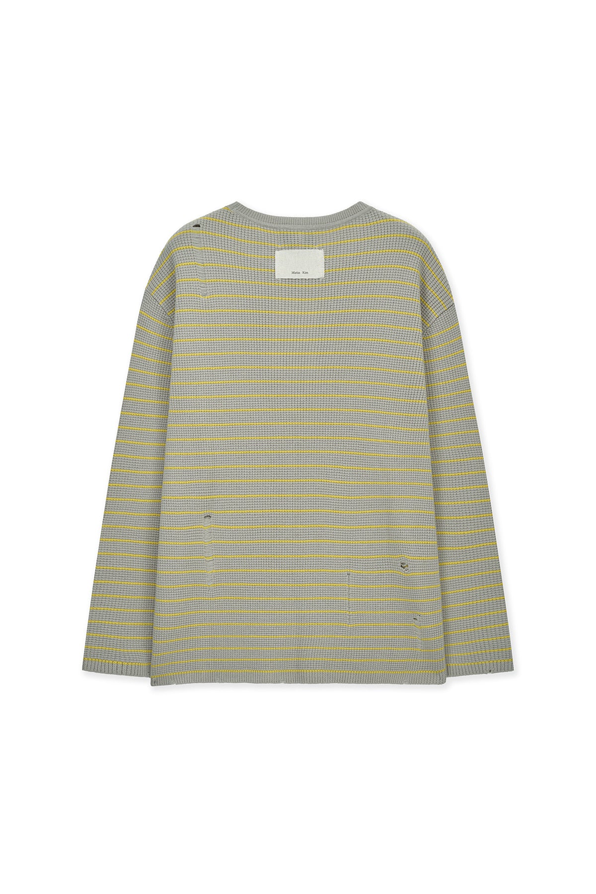 matinkim STRIPE DAMAGED LOOSE PULLOVER IN BEIGE
