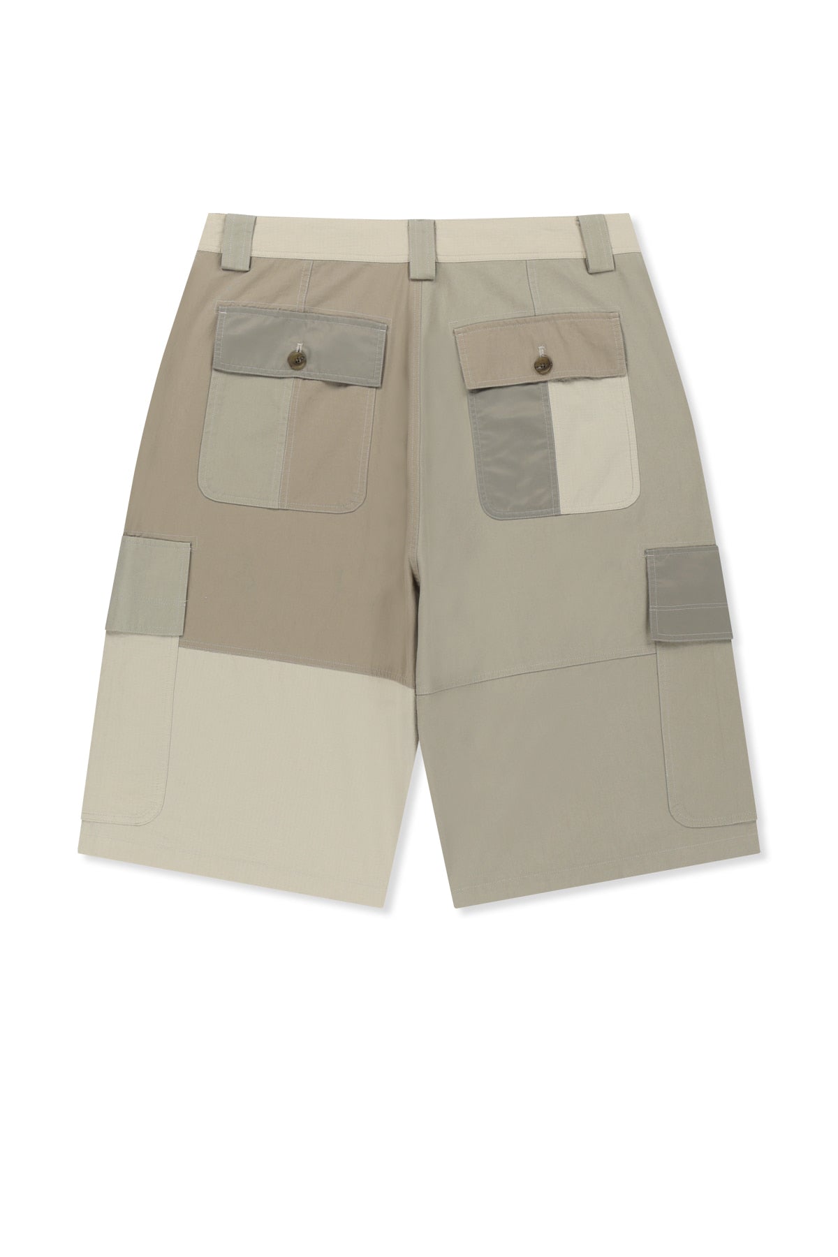 matinkim PATCHWORK CARGO BERMUDA PANTS FOR MEN IN BEIGE