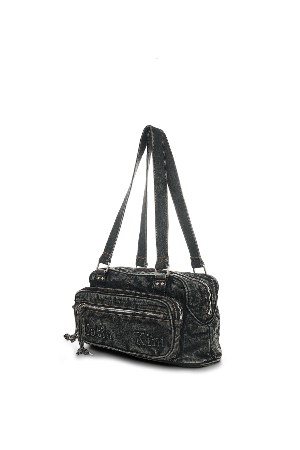 matinkim MATIN DUST DENIM ONE POCKET SHOULDER BAG IN BLACK