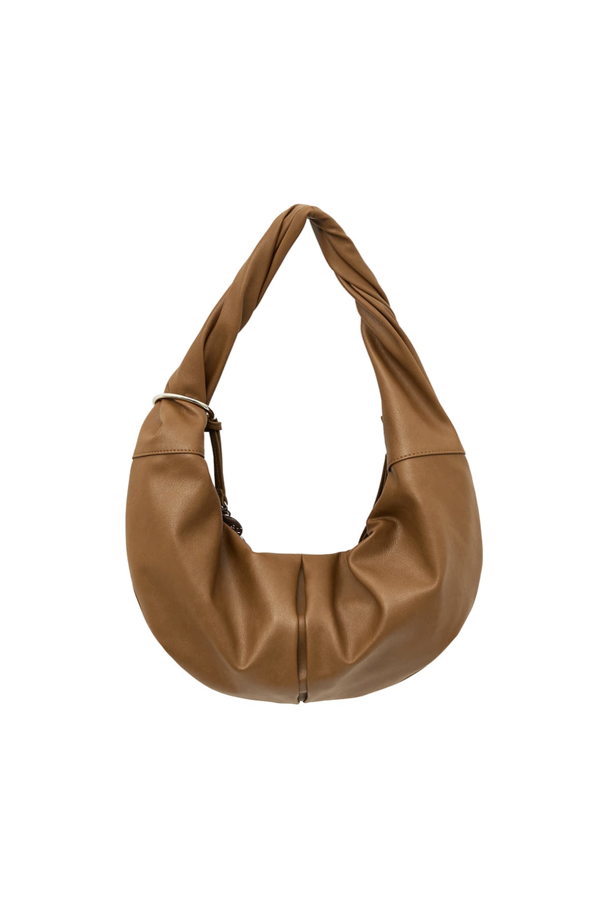 matinkim TWIST HANDLE SMALL HOBO BAG IN BROWN
