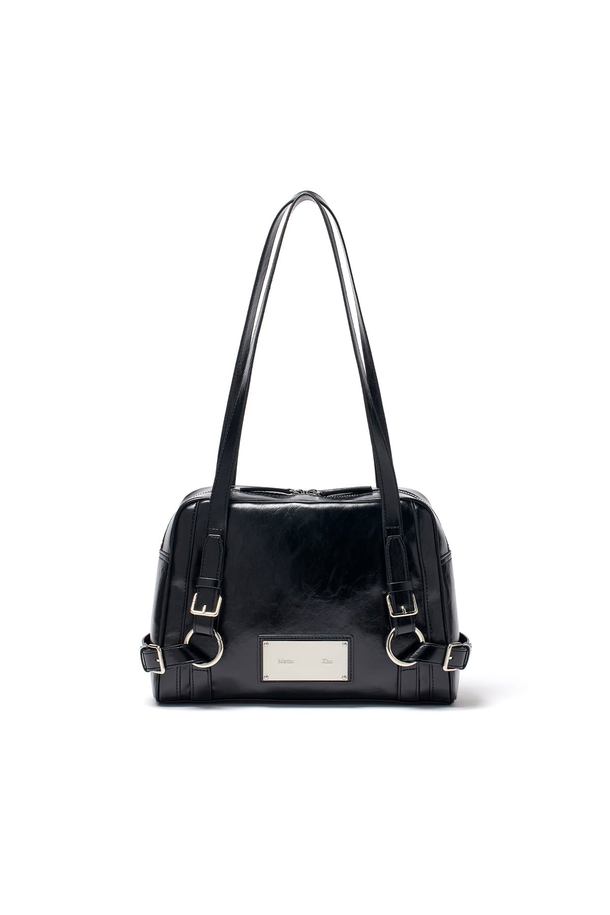 matinkim BIKER DETAIL SQUARE SHOULDER BAG IN BLACK